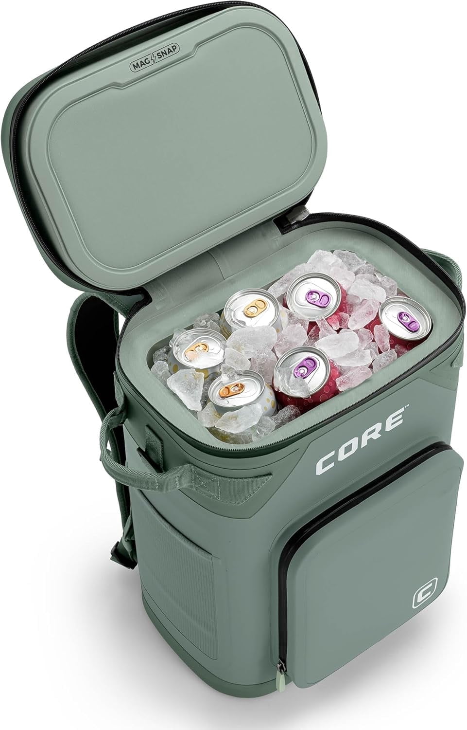 CORE 24 Can Climakeep Magnetic Soft Cooler, Leakproof Cooler, Waterproof Zipper, Sage