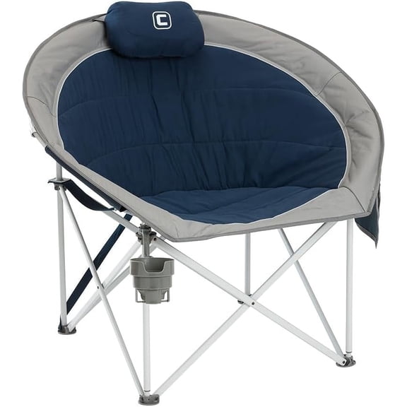 CORE Oversized Padded Round Camping & Tailgate Chair, Blue