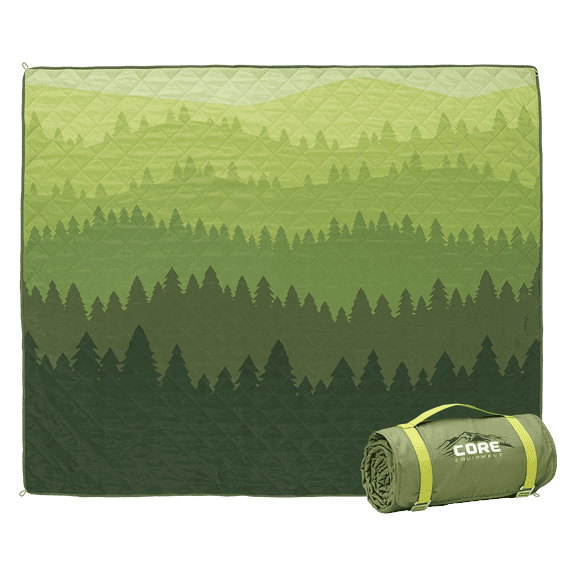 CORE Staydown Anchortech Outdoor Travel Weighted Ground Blanket, 7.5lbs, Evergreen Vista