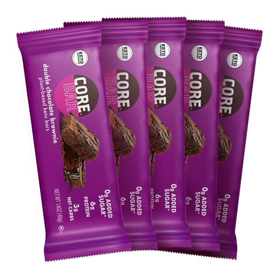 CORE, Gluten Free Healthy Keto Snack Bar, Double Chocolate Brownie, 5 Ct, 1.4 oz Bar