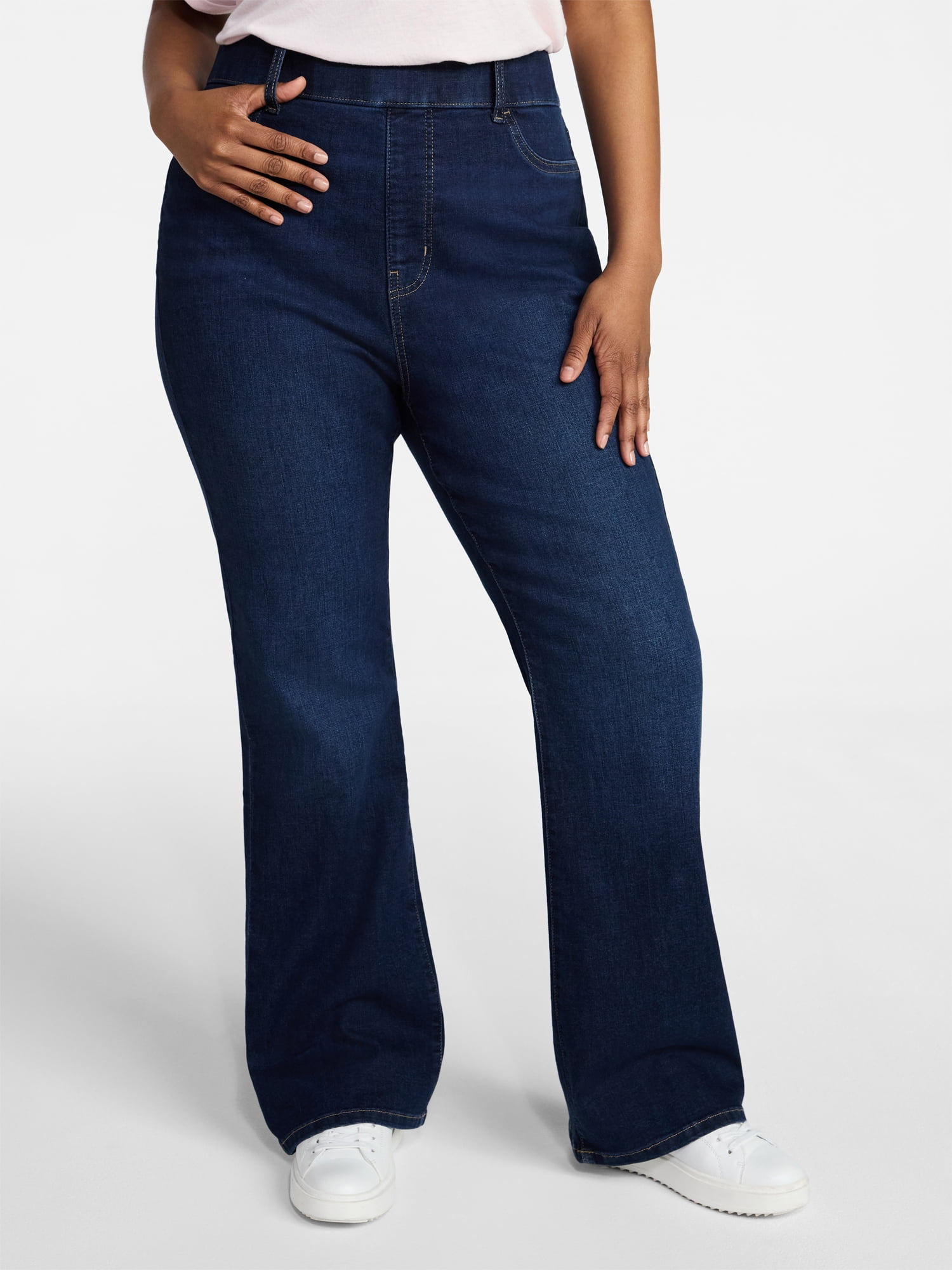 Terra & Sky Women's Plus Signature Pull On High Rise Bootcut Jeggings with Control Panel, Sizes 0X-5X