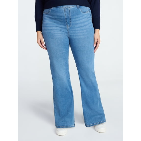 Terra & Sky Women's Plus Signature Pull On High Rise Bootcut Jeggings with Control Panel, Sizes 0X-5X