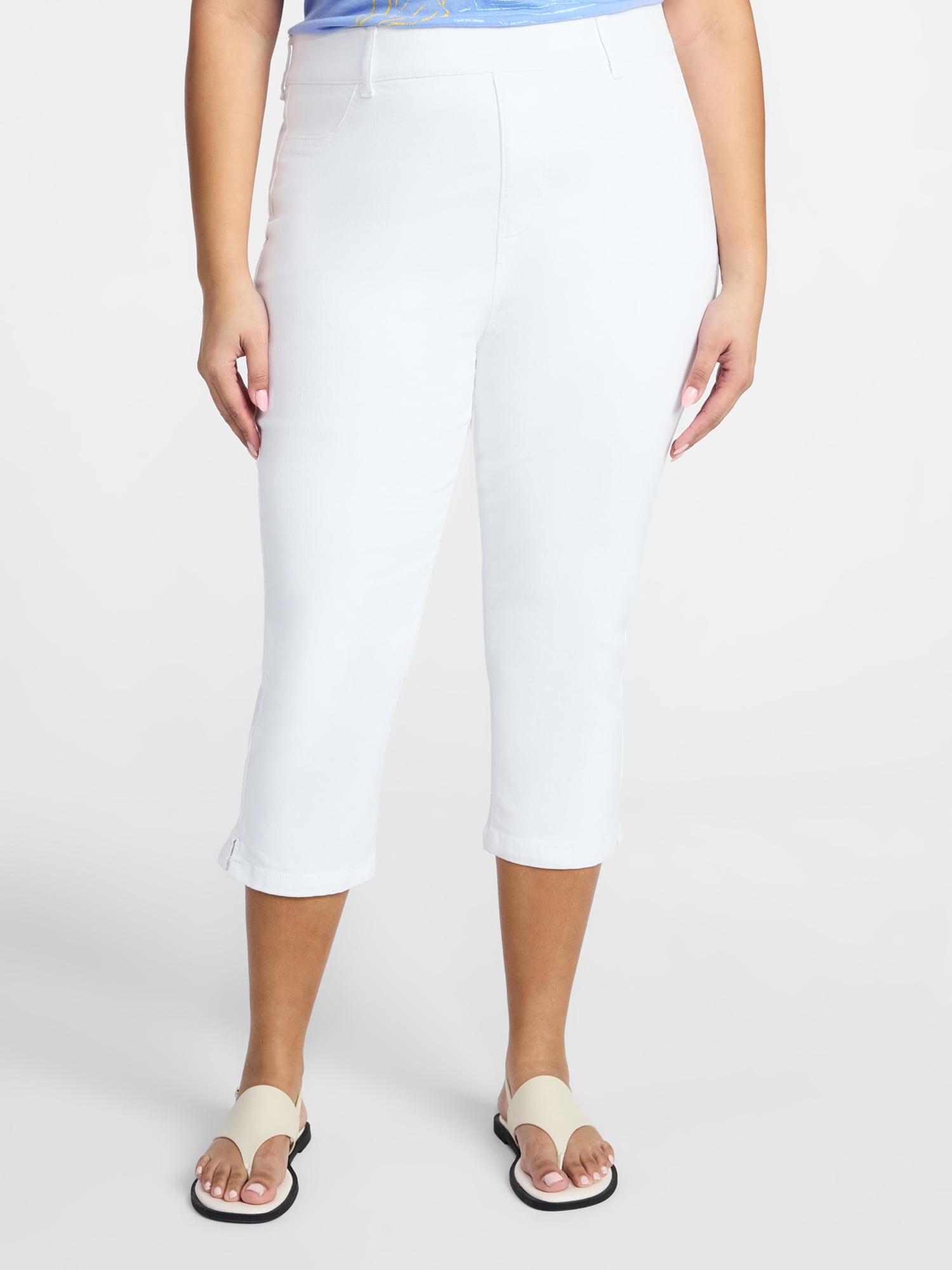 Terra & Sky Women's Plus Pull On Jegging Capri Pants with Control Panel, Sizes 0X-5X