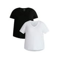 thumbnail image 1 of Terra & Sky Women's Plus Size V-Neck Tee with Short Sleeves, 2-Pack, Sizes 0X-5X, 1 of 7