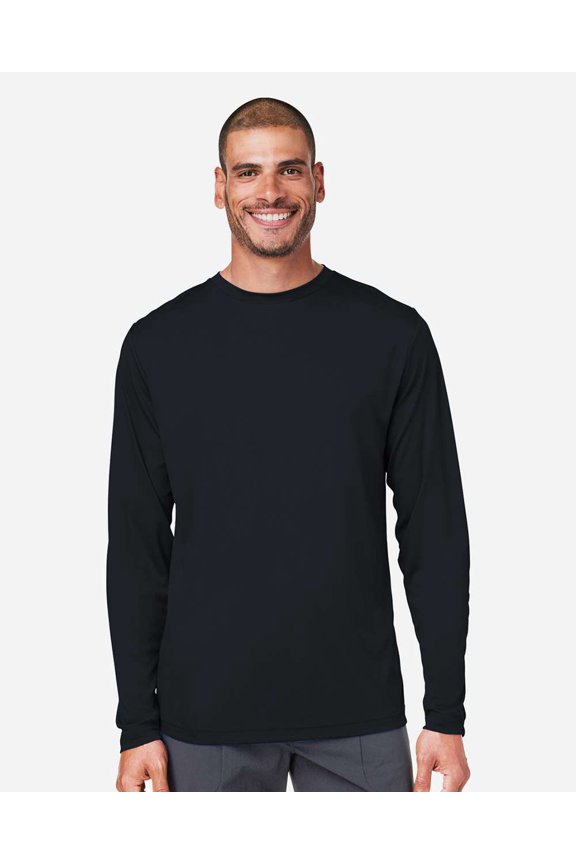 CORE365 CE10L Unisex Capital Long Sleeve Performance T-Shirt-Black-5XL