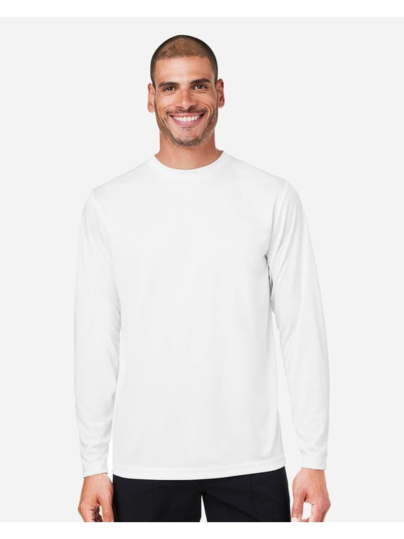 CORE365 CE10L Unisex Capital Long Sleeve Performance T-Shirt-White-M