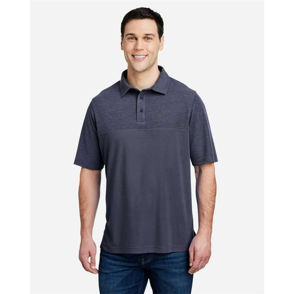 CORE365 CE112C Men's Fusion ChromaSoft™ Colorblock Polo-Classic Navy/ Classic Navy Heather-3XL