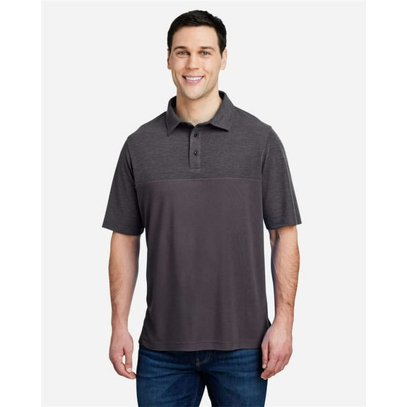 CORE365 CE112C Men's Fusion ChromaSoft™ Colorblock Polo-Carbon/ Carbon Heather-2XL