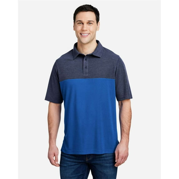 CORE365 CE112C Men's Fusion ChromaSoft™ Colorblock Polo-True Royal/ Classic Navy Heather-XL