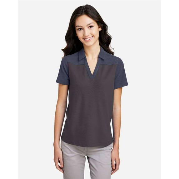 CORE365 CE112CW Women's Fusion ChromaSoft™ Colorblock Polo-Carbon/ Classic Navy Heather-S