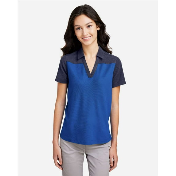 CORE365 CE112CW Women's Fusion ChromaSoft™ Colorblock Polo-True Royal/ Classic Navy Heather-S