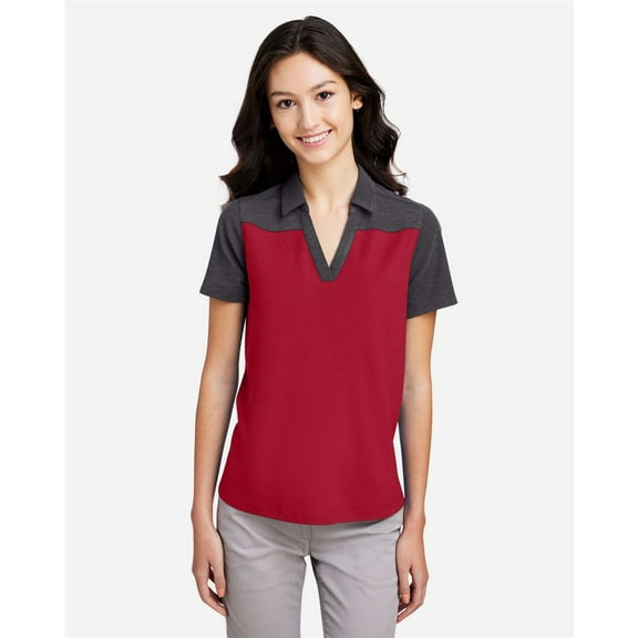 CORE365 CE112CW Women's Fusion ChromaSoftâ„¢ Colorblock Polo-Classic Red/ Carbon Heather-XL