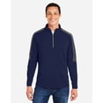thumbnail image 1 of CORE365 CE404 Men's Market Snag Protect Mesh Colorblock Quarter-Zip Pullover-Classic Navy Heather/ Carbon-2XL, 1 of 6