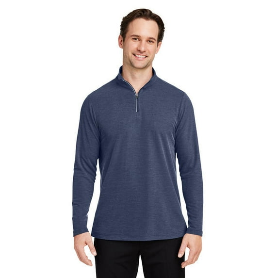 CORE365 CE405 Men's Fusion ChromaSoft™ Pique Quarter-Zip Pullover-Classic Navy Heather-S