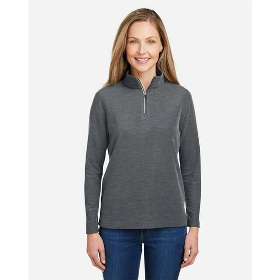 CORE365 CE405W Women's Fusion ChromaSoft™ Pique Quarter-Zip Pullover-Carbon Heather-2XL