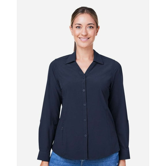 CORE365 CE510LW Women's Ultra UVP Long Sleeve Marina Shirt-Classic Navy-S