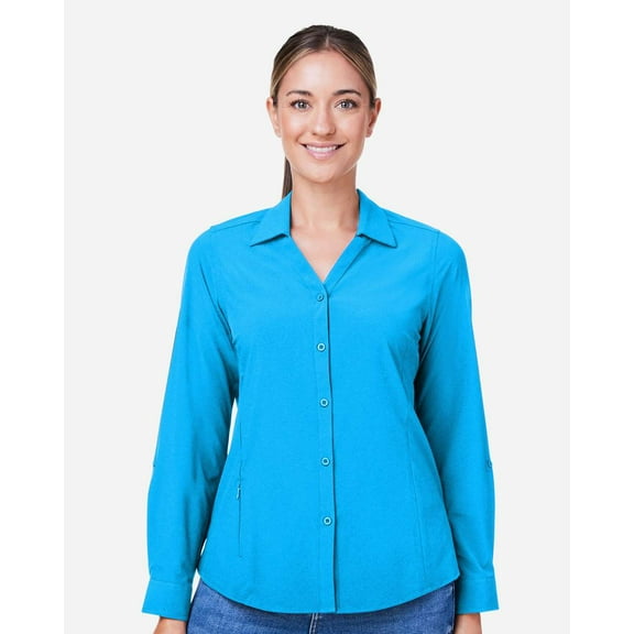 CORE365 CE510LW Women's Ultra UVP Long Sleeve Marina Shirt-Electric Blue-L