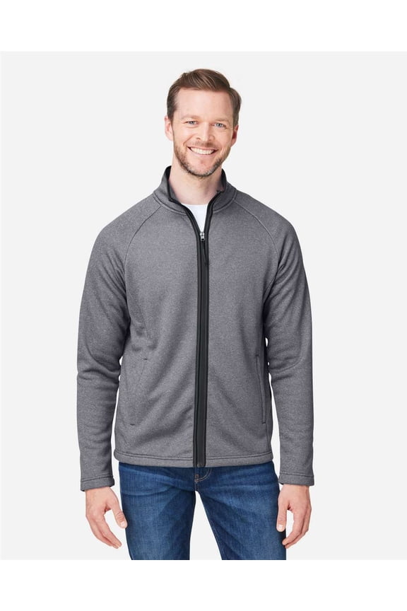 CORE365 CE72 Men's Venture Heathered Stripe Full-Zip-BLACK/ WHITE-3XL