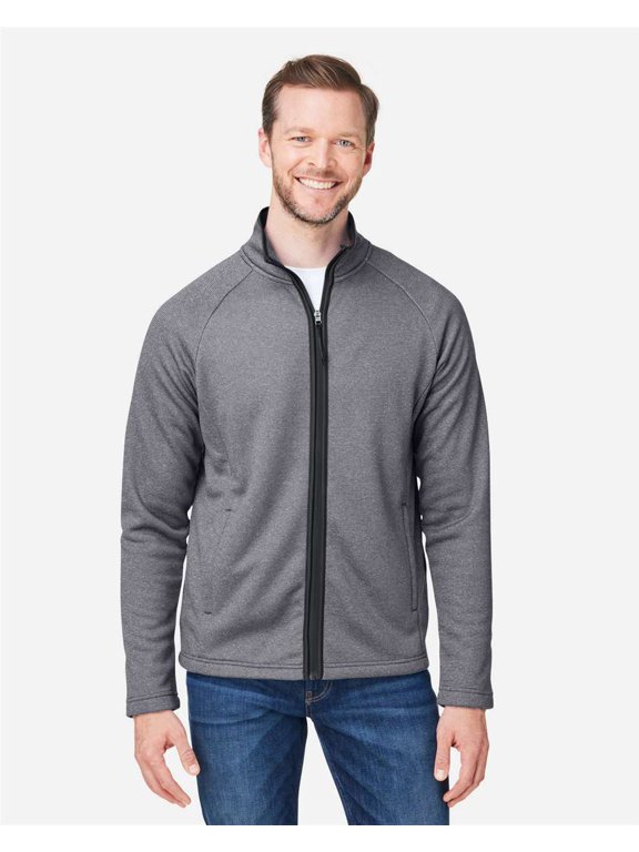 CORE365 CE72 Men's Venture Heathered Stripe Full-Zip-BLACK/ WHITE-4XL