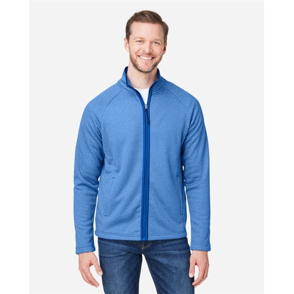 CORE365 CE72 Men's Venture Heathered Stripe Full-Zip-True Royal/ White-L