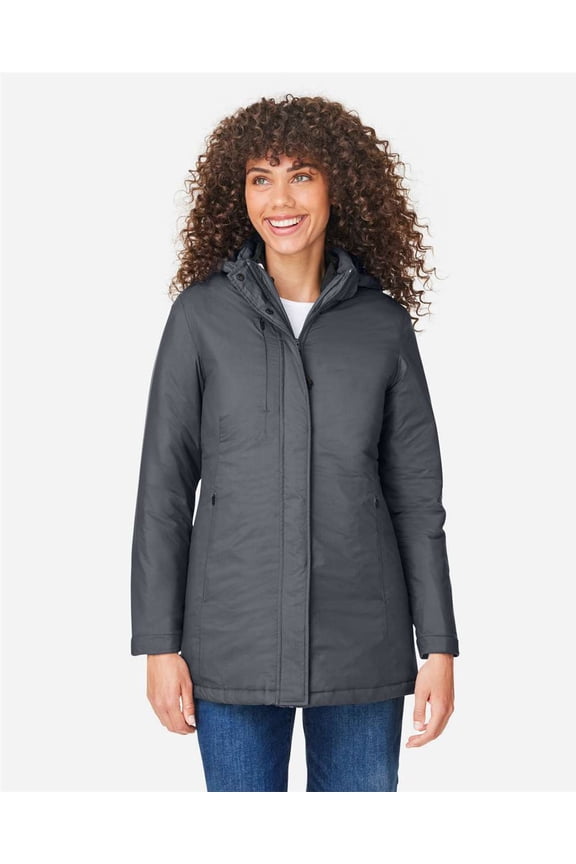 CORE365 CE725W Women's Inspire 3-in-1 Jacket with Insulated Liner-Carbon/ Black-XS