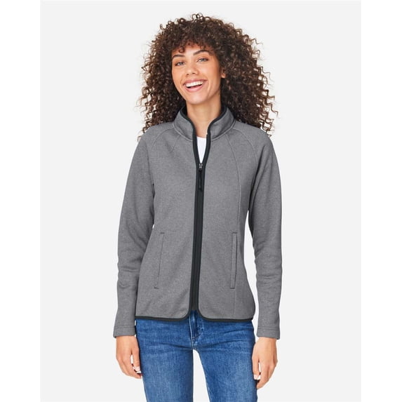 CORE365 CE72W Women's Venture Heathered Stripe Full-Zip-BLACK/ WHITE-XL