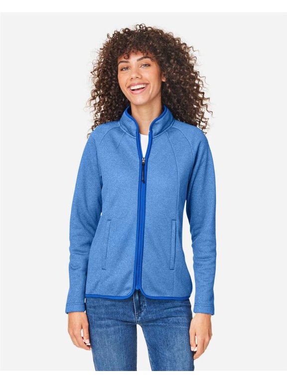 CORE365 CE72W Women's Venture Heathered Stripe Full-Zip-True Royal/ White-L