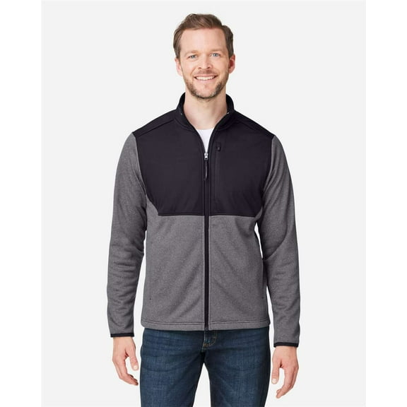 CORE365 CE74 Men's Venture Heathered Stripe Hybrid Jacket-BLACK/ WHITE-M