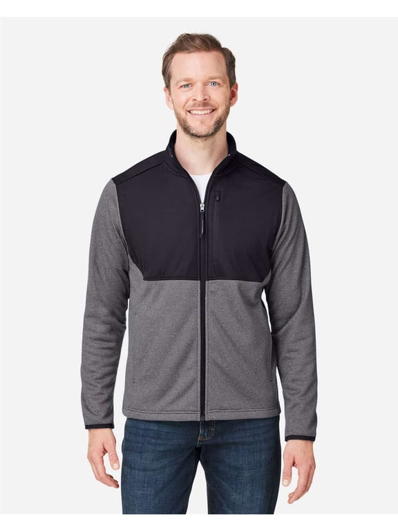 CORE365 CE74 Men's Venture Heathered Stripe Hybrid Jacket-BLACK/ WHITE-S