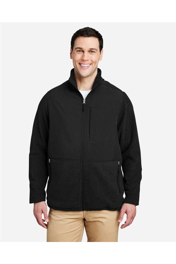 CORE365 CE890 Men's Journey Summit Hybrid Full-Zip-Black/ Black-S