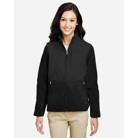 CORE365 CE890W Women's Journey Summit Hybrid Full-Zip-Black/ Black-2XL