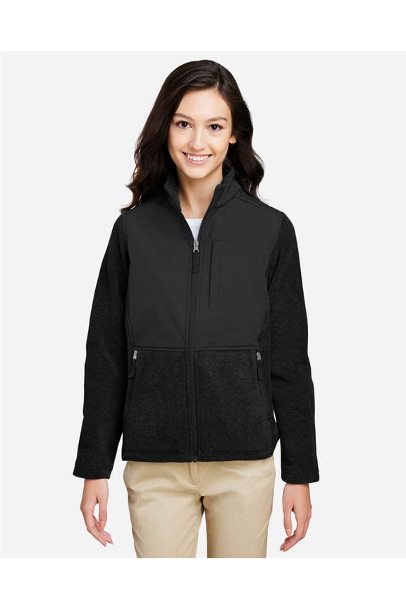 CORE365 CE890W Women's Journey Summit Hybrid Full-Zip-Black/ Black-L