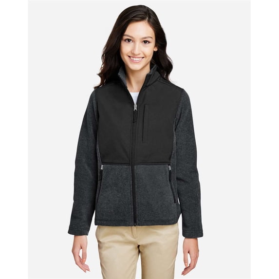 CORE365 CE890W Women's Journey Summit Hybrid Full-Zip-Heather Charcoal/ Black-3XL