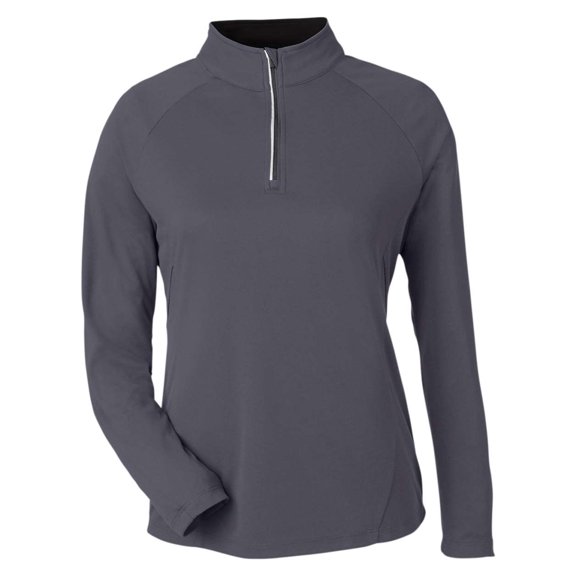 CORE365 CE418W Women's Origin Performance Pique Quarter-Zip Pullover-Carbon/ Black-L
