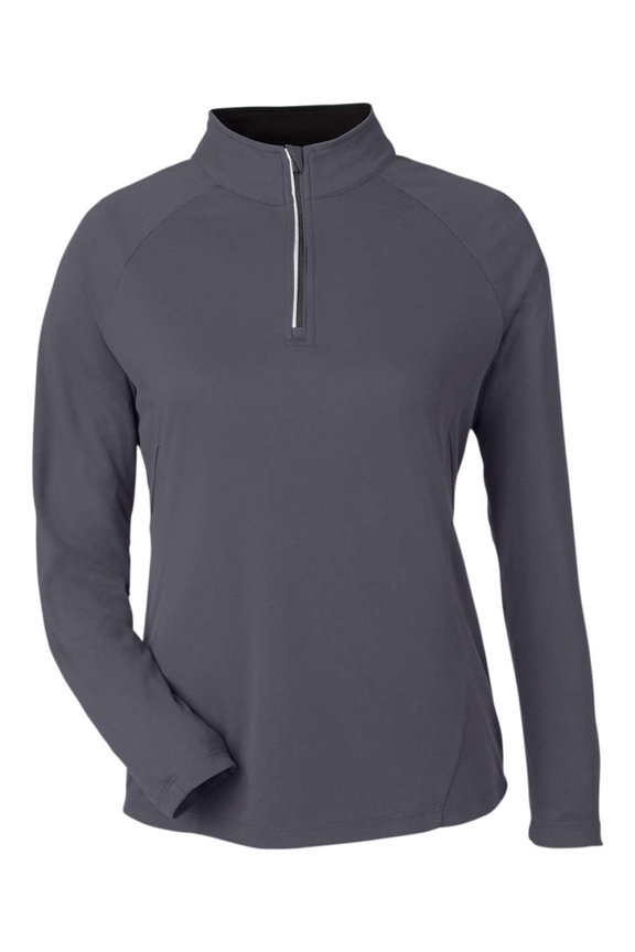 CORE365 CE418W Women's Origin Performance Pique Quarter-Zip Pullover-Carbon/ Black-XL