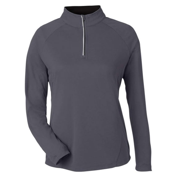 CORE365 CE418W Women's Origin Performance Pique Quarter-Zip Pullover-Carbon/ Black-XS