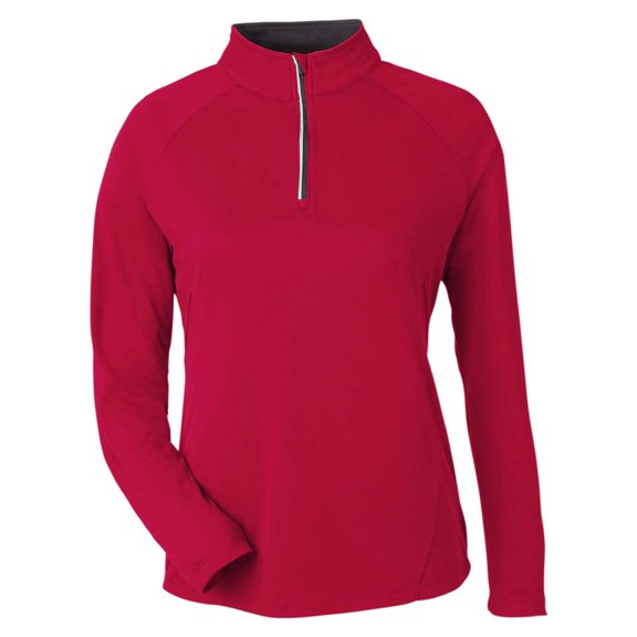 CORE365 CE418W Women's Origin Performance Pique Quarter-Zip Pullover-Classic Red/ Carbon-2XL