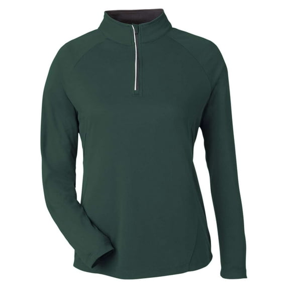 CORE365 CE418W Women's Origin Performance Pique Quarter-Zip Pullover-FOREST/ CARBON-3XL