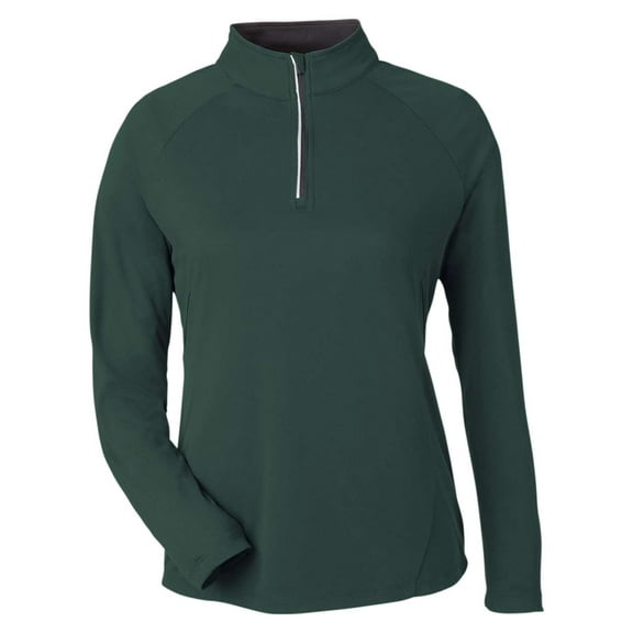 CORE365 CE418W Women's Origin Performance Pique Quarter-Zip Pullover-FOREST/ CARBON-L