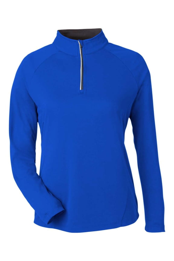 CORE365 CE418W Women's Origin Performance Pique Quarter-Zip Pullover-True Royal/ Carbon-L