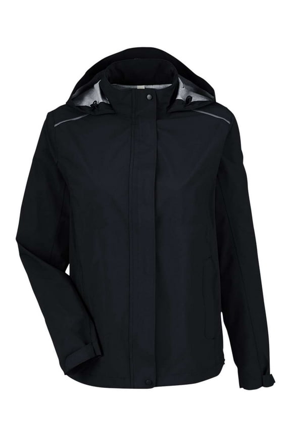 CORE365 CE712W Women's Packable Rain Jacket-Black-3XL