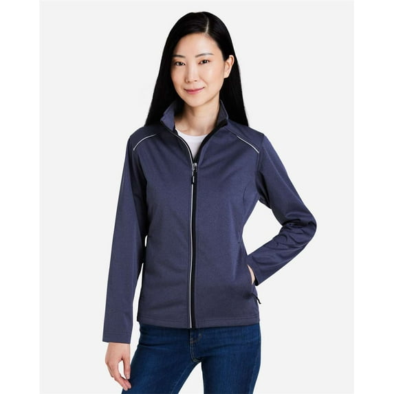 CORE365 CE708W Women's Techno Lite Three-Layer Knit Tech-Shell-Classic Navy Heather-XS