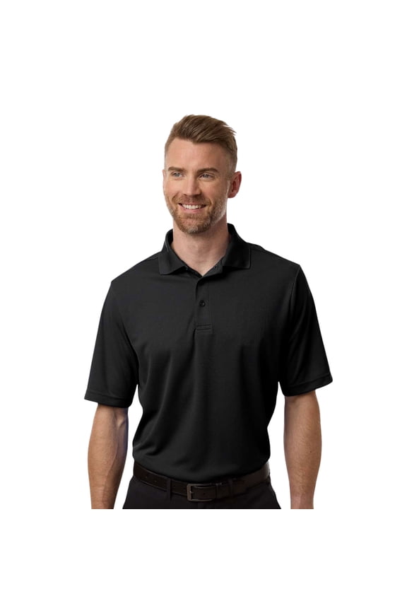 CORE365 Men's Nova Performance Pique Polo T-Shirt, 100% Polyester Casual Plain Polo Shirt (Black, S)
