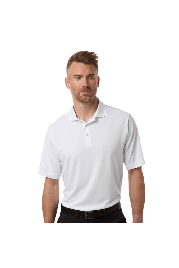 CORE365 Men's Nova Performance Pique Polo T-Shirt, 100% Polyester Casual Plain Polo Shirt (White, S)