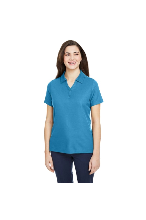 CORE365 Women's Fusion Chromasoft Pique Polo Shirt, 100% Polyester Casual Short Sleeve Tee (Electric-Blue, M)