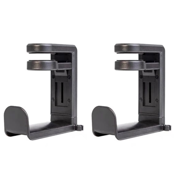 COREBAY 2-Pack Rotating Headset Holder with Adjustable Under Desk Clip & Cable Management for PC Gaming - Black