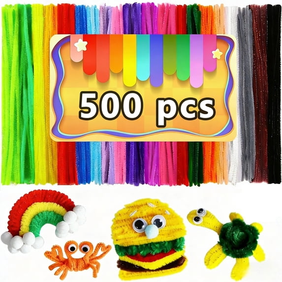 COREBAY 500 Pcs Multicolor Pipe Cleaners, 30cm Bendable Chenille Stems, DIY Art Craft Supplies for Home, Holiday Decor & Creative Projects.