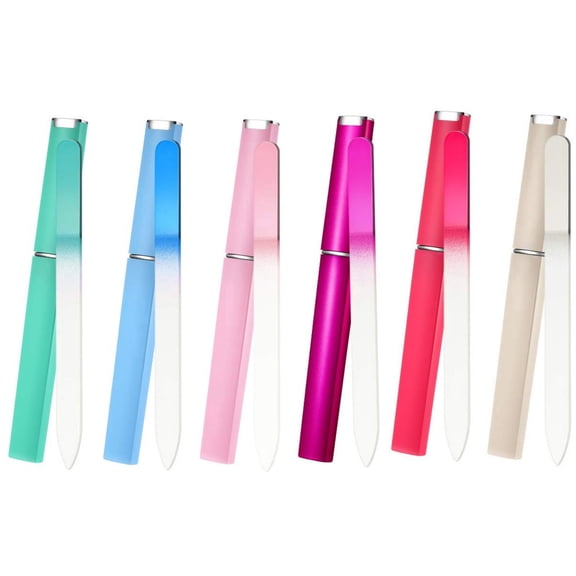 COREBAY 6 Pack Crystal Glass Nail File with Case, Professional Double-Sided Etched Czech Glass Nail Filer for Natural Nails, Gentle Nail Care, Holiday Gifts Stocking Stuffers for Women and Adults