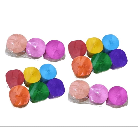 COREBAY 18-Count Crepe Paper Streamers Combo Pack: 12 Rainbow + 6 Pink Rolls, 1.8"x82 Ft Each, Total 1476 Ft