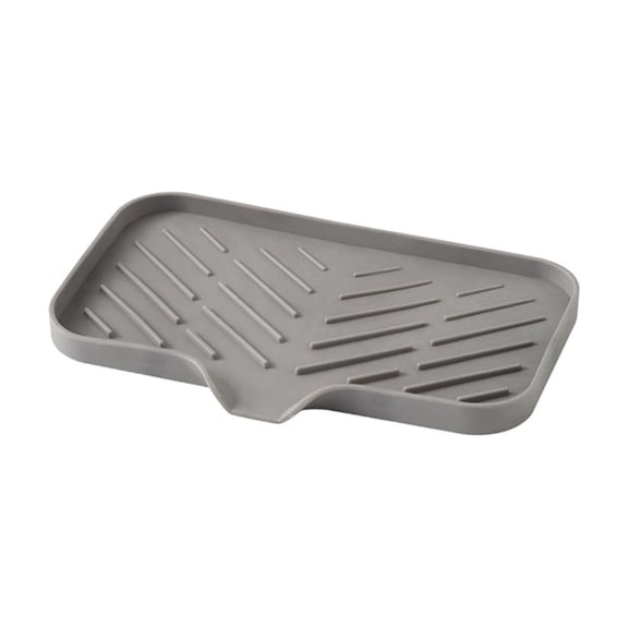COREBAY - Silicone tray, sponge rack, container with drainage groove, suitable for kitchen sinks and bathrooms. Large size: 9.4*5.9*0.7 inches. 1 piece. Grey